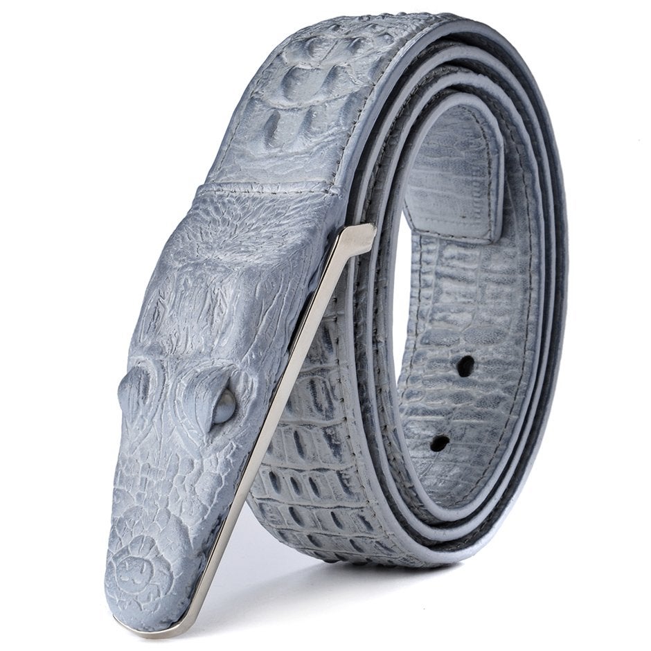 Grijze krokodil heren riem / luxe krokodillen cowboy mannen, Verzenden, Nieuw, Overige kleuren, Riem of Ceintuur