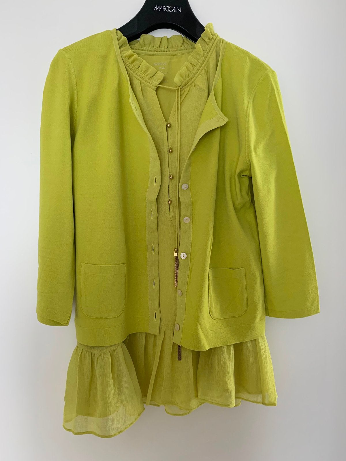 Marccain set: Zomerse top met jasje in maat 36, Ophalen of Verzenden, Zo goed als nieuw, Groen, Maat 36 (S)