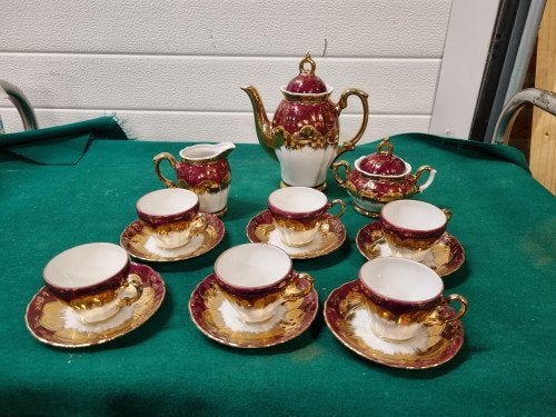 Mokka servies met bladgoud compleet, Ophalen of Verzenden, 'T Olde Gre-j, Info@toldegrej.nl, Endepoelstraat 20f Didam