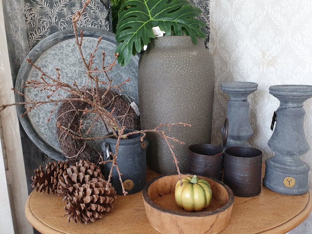 Stoere grote vaas grijs, Huis en Inrichting, Woonaccessoires | Vazen, Overige kleuren, *, Nieuw, *