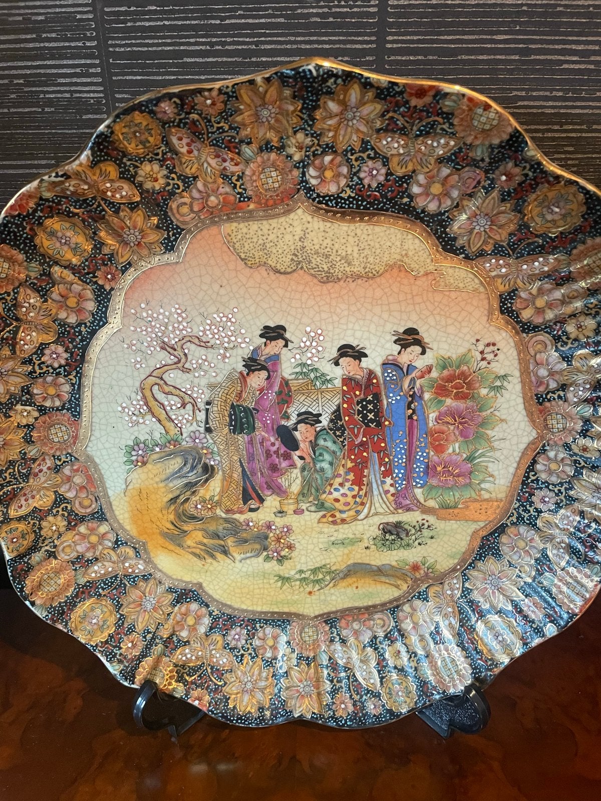 Vintage Satsuma Art Hand Painted bord - 30 cm, Ophalen of Verzenden