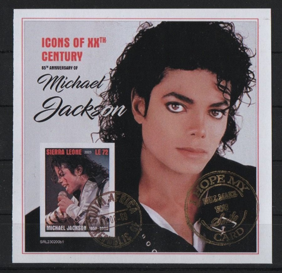 M34) BLOCK Michael Jackson, Verzenden, Tanzania, Gestempeld