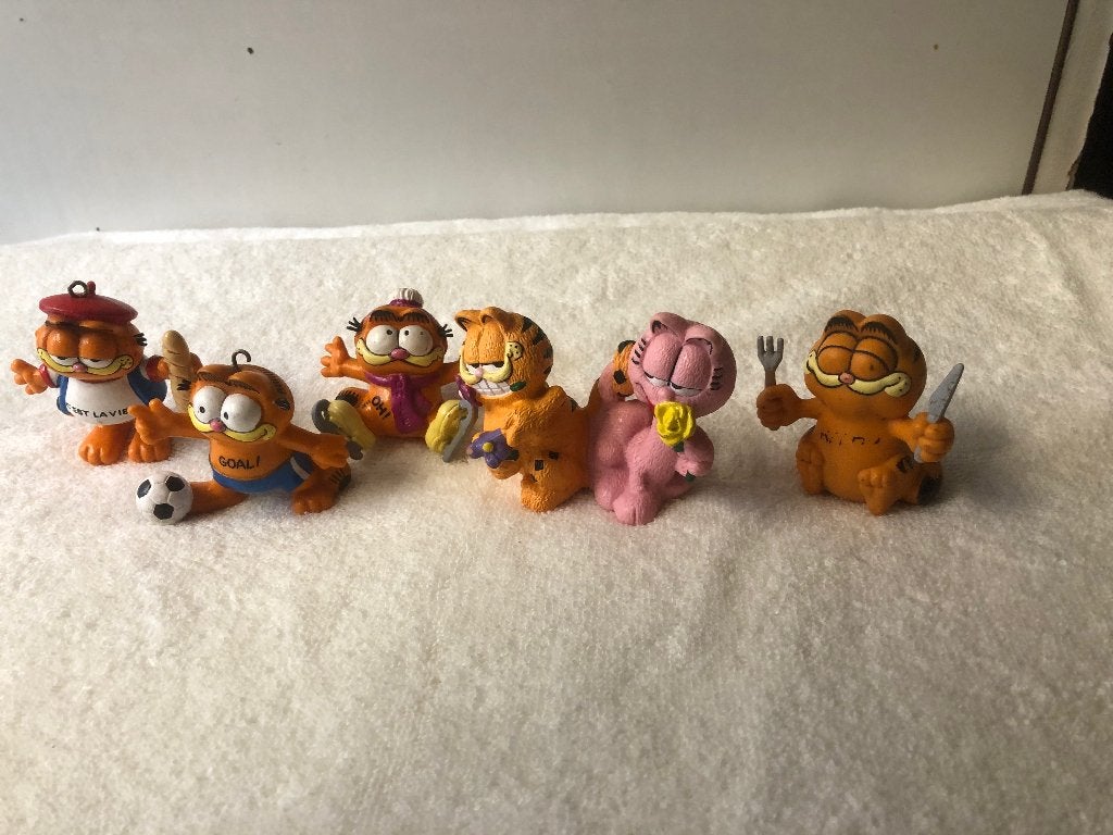 Vijf vintage poppetjes van Garfield van Bully West-Germany., Verzamelen, Ophalen of Verzenden, Zo goed als nieuw