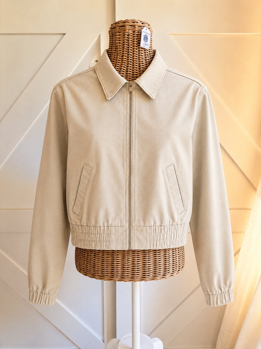 Nieuwe beige denim bomber jas – Mango – maat L, Mango, Beige, Maat 42/44 (L), Nieuw