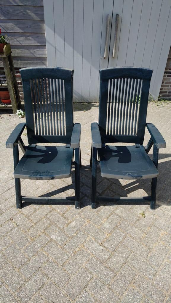 6x Verstelbare tuinstoelen van kunststof, Ophalen, Gebruikt, Kunststof, Verstelbaar