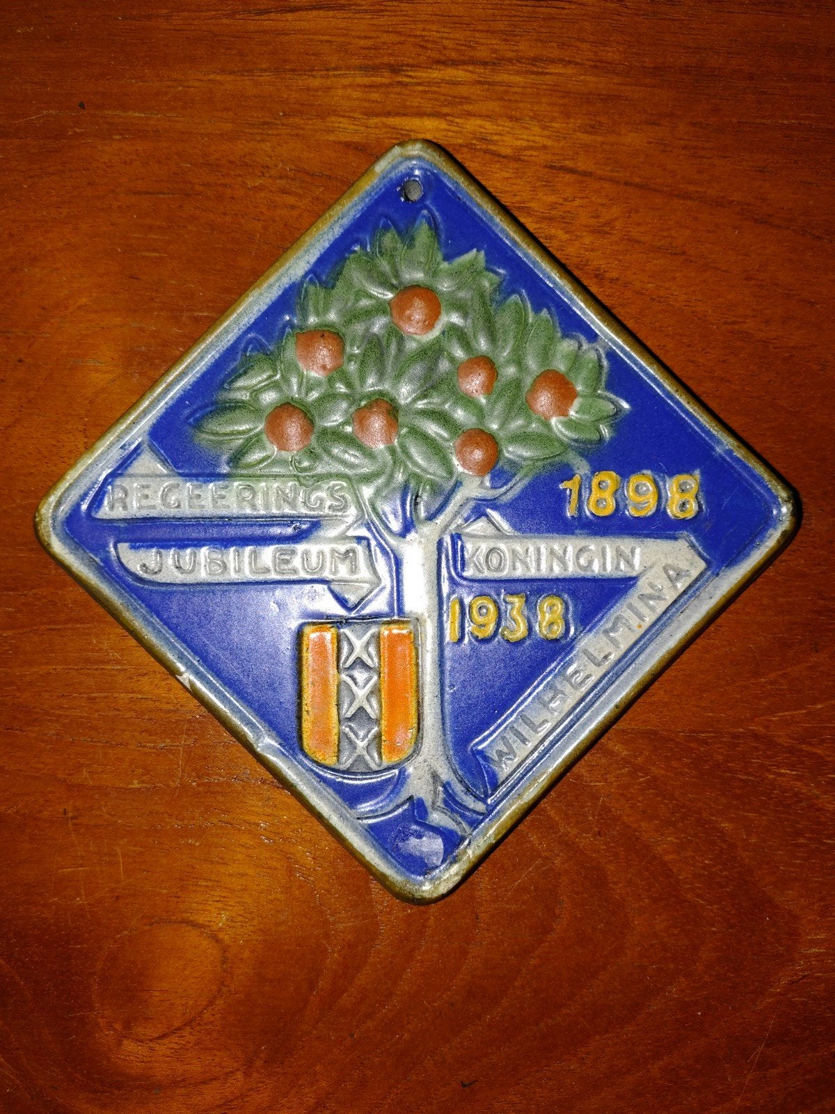Regeringsjubileum Koningin Wilhelmina 1898-1938 Plaquette, Antiek en Kunst, Ophalen of Verzenden