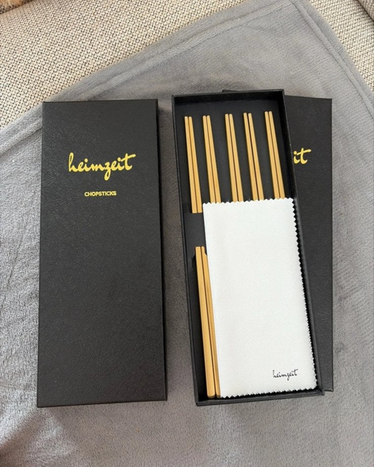 Goudkleurige Sushi Stokjes - Heimzeit Chopsticks Set, Huis en Inrichting, Ophalen, Overige typen, Goud, Zo goed als nieuw