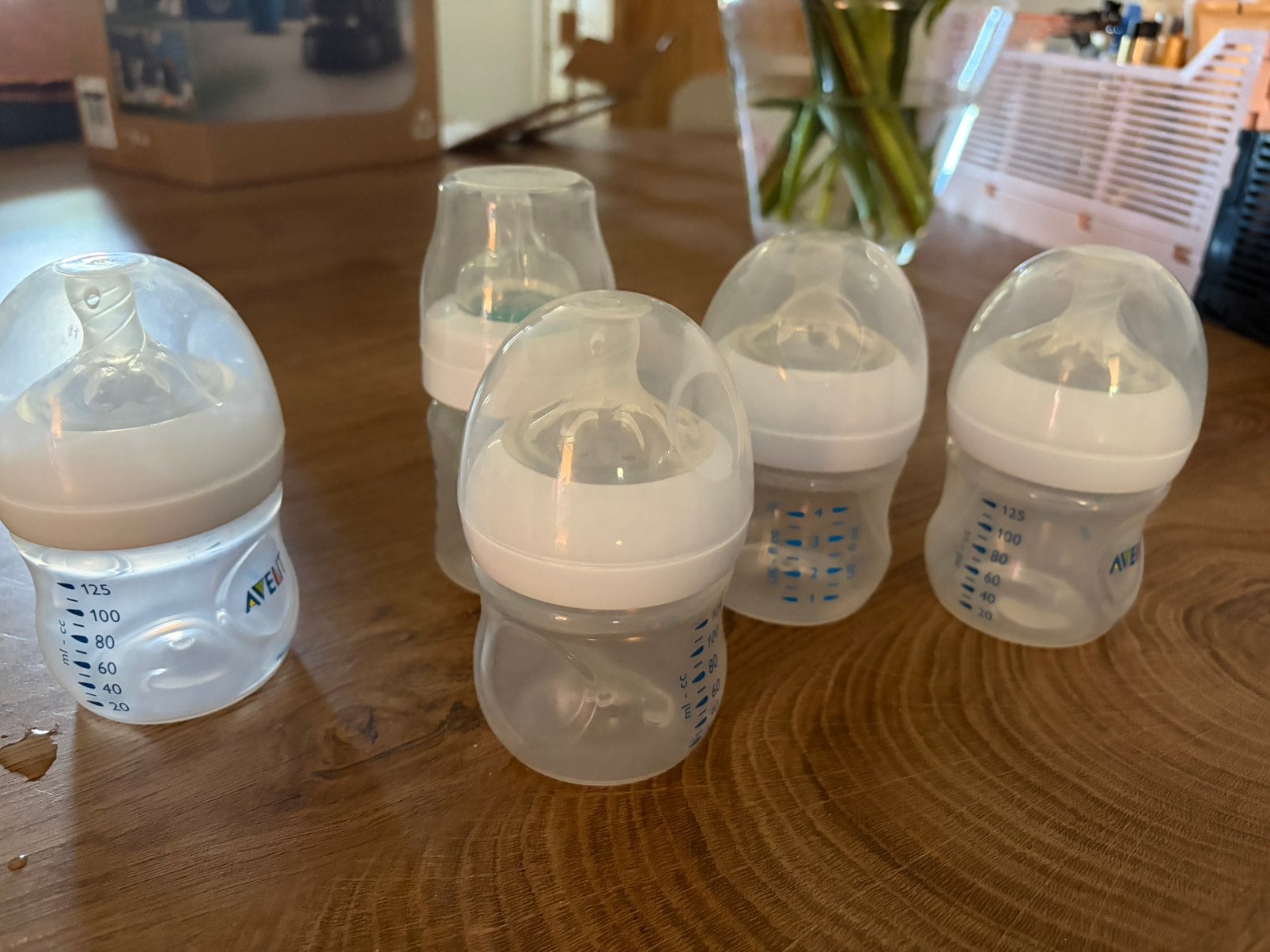5 avent flesjes baby, Ophalen of Verzenden, Zo goed als nieuw, Babyfles, Overige merken