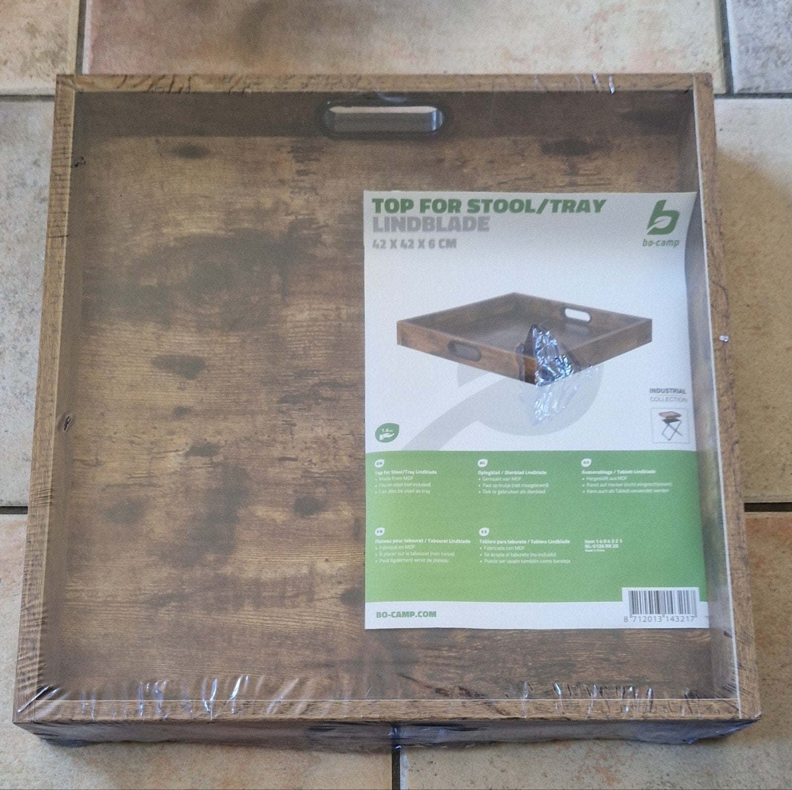 Bo-Camp Lindblade dienblad/blad voor kruk 62x62x6 cm, Huis en Inrichting, Ophalen, Hout, Nieuw, Bruin