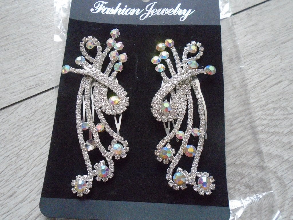 Elegante haarclips met strass steentjes - Set van 2 Nieuw, Kleding | Dames, Trouwkleding en Trouwaccessoires, Verzenden, Nieuw
