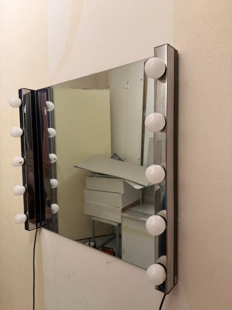 Spiegel met IKEA verlichting - Gebruikt, Gebruikt, 100 tot 150 cm, Ophalen of Verzenden, 75 tot 100 cm