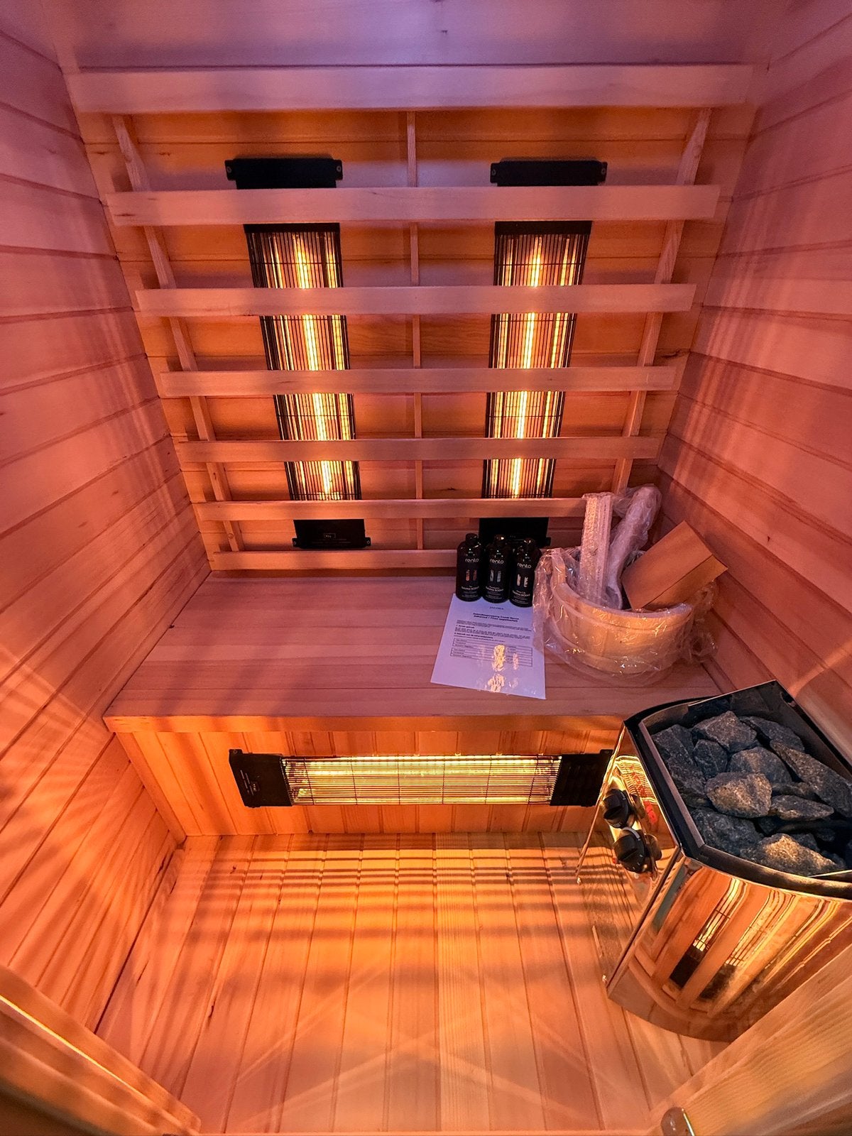 Combi Sauna (Infrarood + opgietkachel) - GRATIS BEZORGING, Sport en Fitness, Sauna, Ophalen of Verzenden, Zo goed als nieuw, Fins of Traditioneel