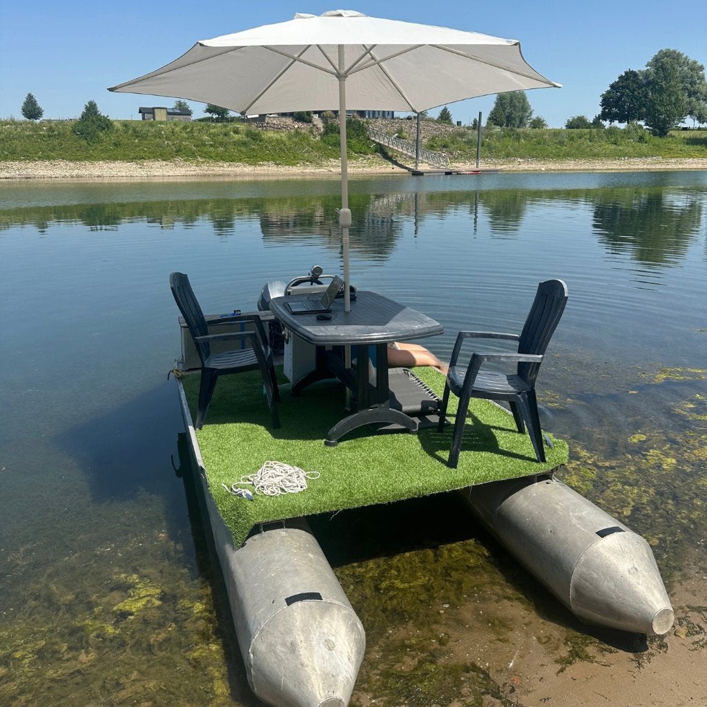 Aluminium pontonboot / catamaran met 20 pk Yamaha en trailer, Watersport en Boten, Ophalen, 10 tot 30 pk, Gebruikt, 15 cm