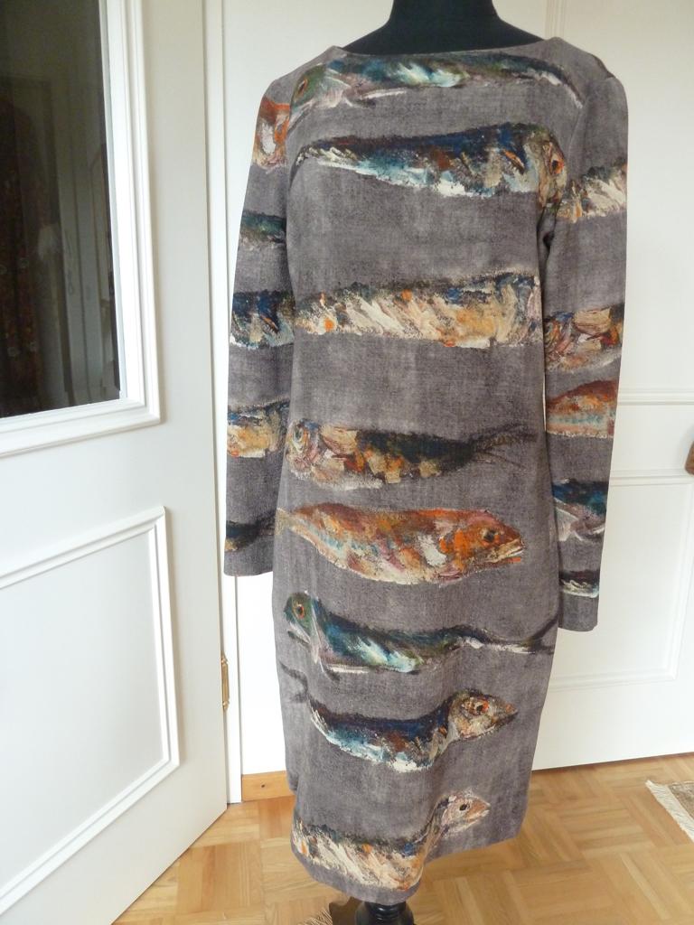 Piazza Sempione Ltd. Edition crepe wollen jurk vissenpatroon, Kleding | Dames, Verzenden, Zo goed als nieuw, Maat 36 (S), Onder de knie