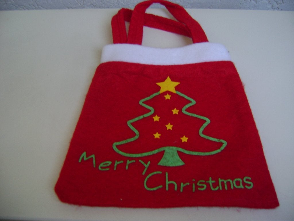 rood stoffen kerst tasje van 19cm breed x18hoog, Ophalen of Verzenden, Zo goed als nieuw
