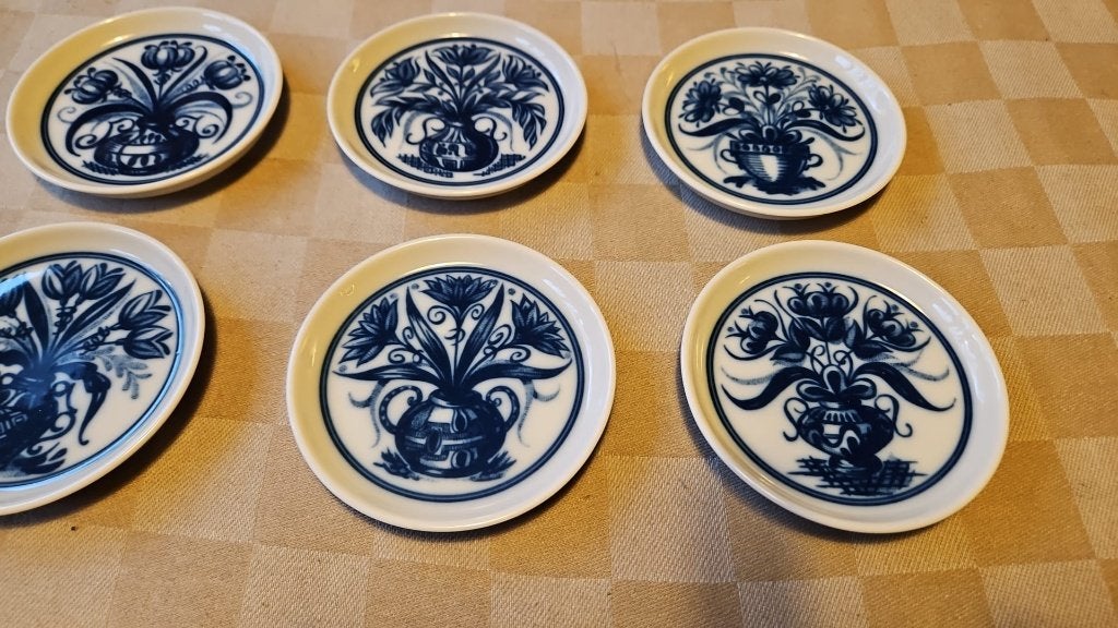 6 onderzetters antiek porselein Mosa fabriek Maastricht, Ophalen of Verzenden, Glasonderzetter, Nieuw