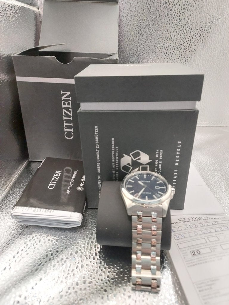 Citizen Eco-Drive Waffle Dial (E111) – Full Set (9.5/10), Staal, Staal, Ophalen of Verzenden, Zo goed als nieuw