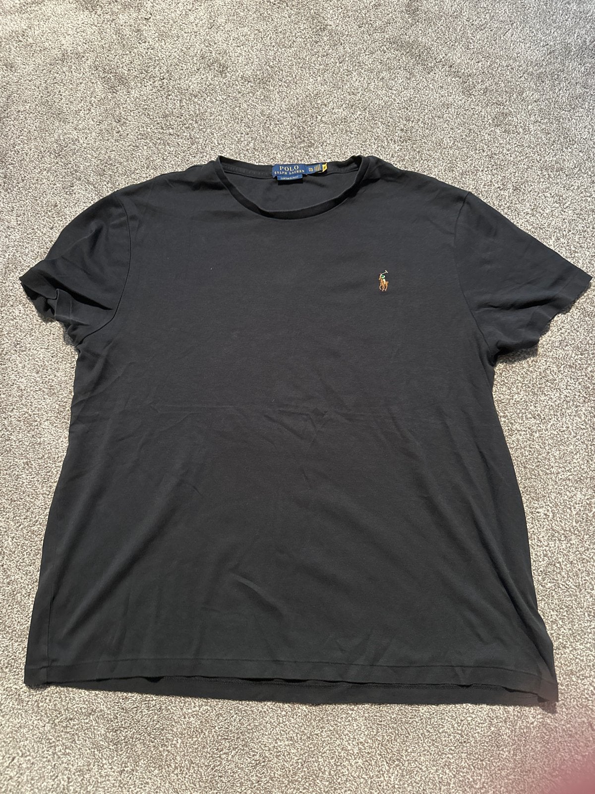 Polo Ralph Lauren T-shirt Zwart XXL Custom Slim Fit, Ophalen of Verzenden, Gedragen, Maat 56/58 (XL), Zwart