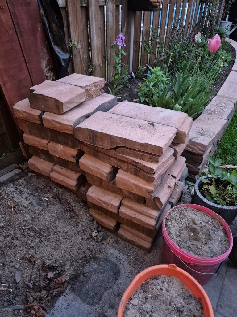 28 natuurlijke stapelblokken stonewalling gratis af te halen, Tuin en Terras, Tegels en Klinkers, Ophalen, Overige typen, Nieuw