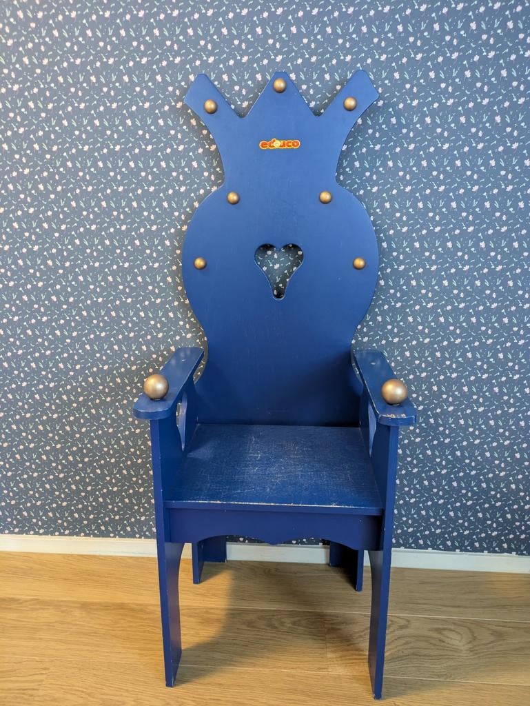 Educo Koninklijke Kinderstoel - Blauw met Gouden Details, Kinderen en Baby's, Kinderstoelen, Ophalen of Verzenden, Gebruikt, Overige typen