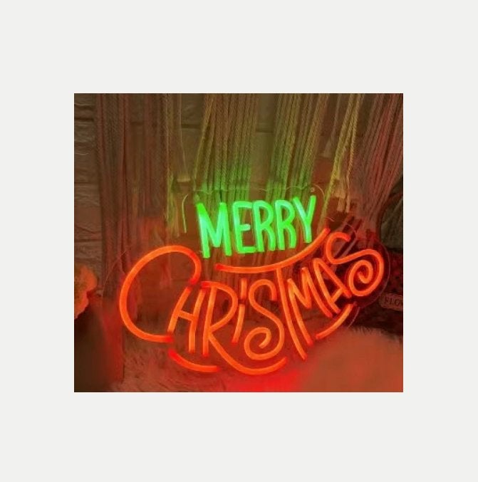 LED lamp neon stijl Merry Christmas (40x24cm), Ophalen of Verzenden, Nieuw, Lichtbak of (neon) lamp