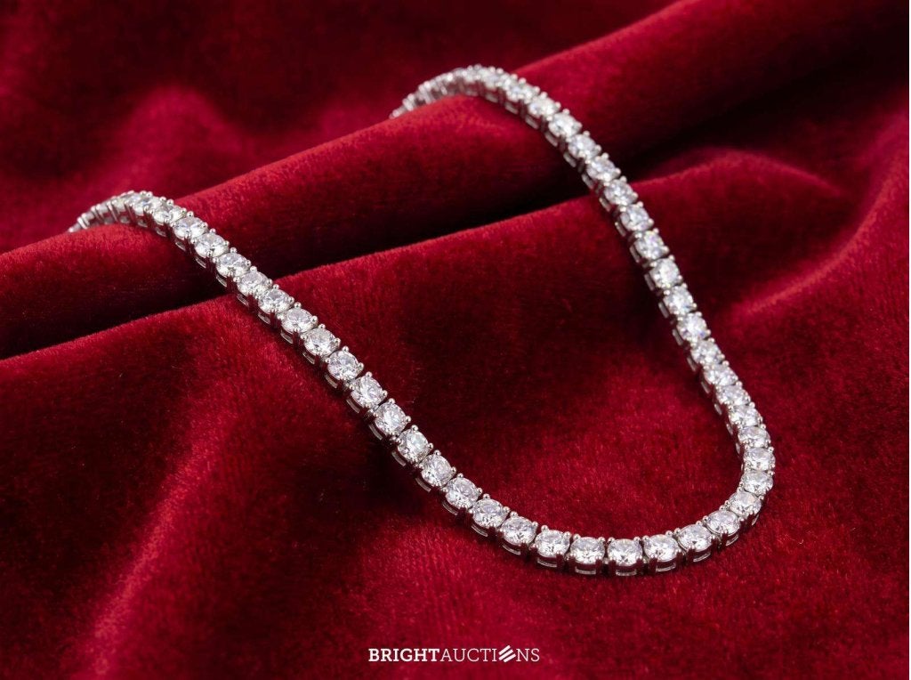 Witgouden tenniscollier met briljant geslepen diamanten van, Diamant, Wit, Niet ingevuld, Nieuw