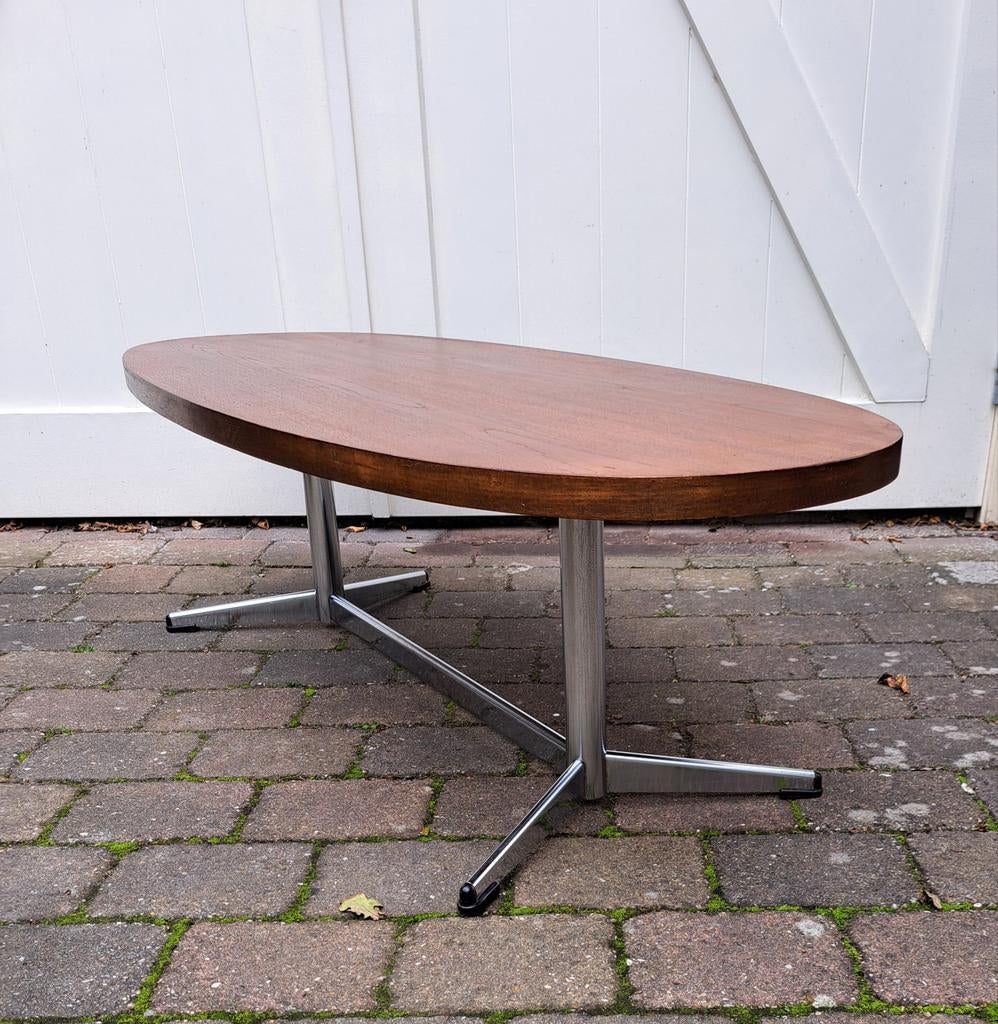 Salontafel WEBE teak en verchroomd staal, Ophalen, Gebruikt, Vintage, Mid-century modern, Onbekend