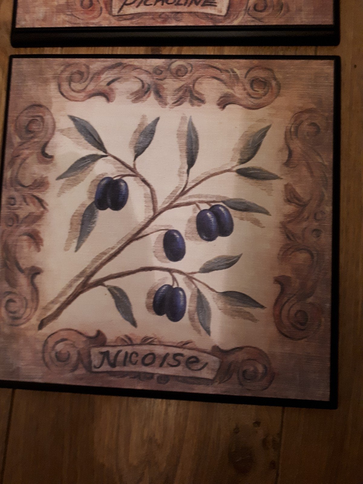 Olijven prentjes 2×/groen en zwart olijf, Ophalen of Verzenden, Zo goed als nieuw, 50 tot 75 cm, Schilderij