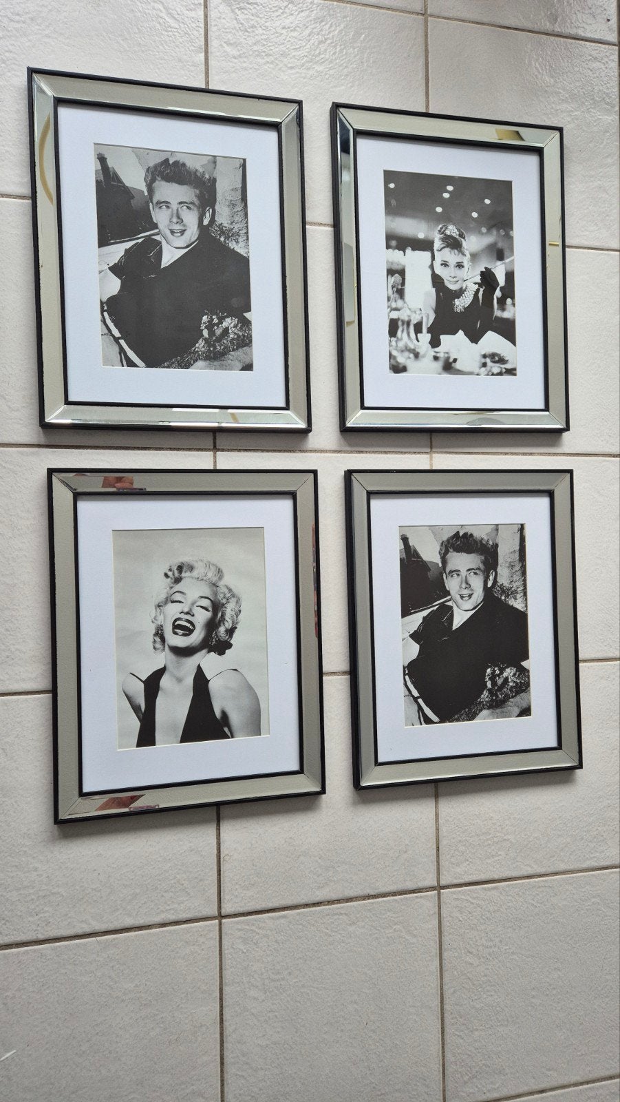 Fotoportretten van beroemde acteurs 4 stuks, Ophalen of Verzenden, Fotolijst