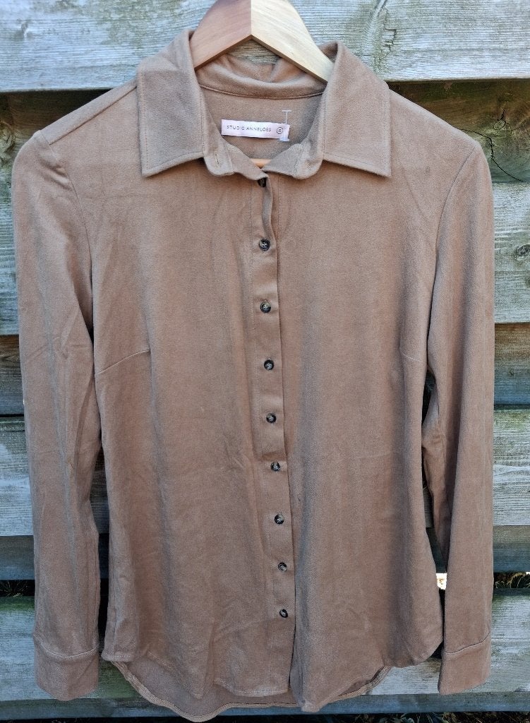Studio Anneloes Blouse Suedine Camel Maat S, Studio Anneloes, Bruin, Ophalen of Verzenden, Zo goed als nieuw