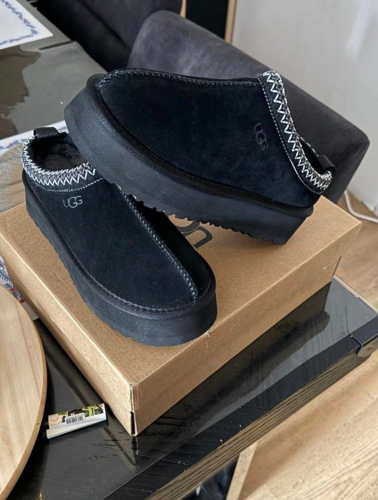 Black UGG Tasman (MAAT 38), Zwart, Nieuw, Ophalen of Verzenden, Pantoffels of Sloffen
