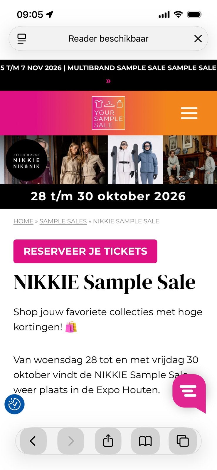 Gezocht: 2 tickets voor Nikkie Sample sale, 28 oktober 19 u, Twee personen, Oktober