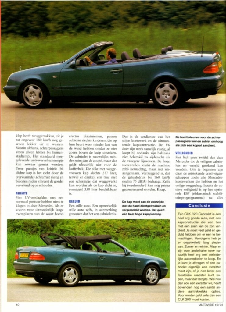 Autovisie test Mercedes CLK 320 Juli 1998, Ophalen of Verzenden, Gelezen, Mercedes