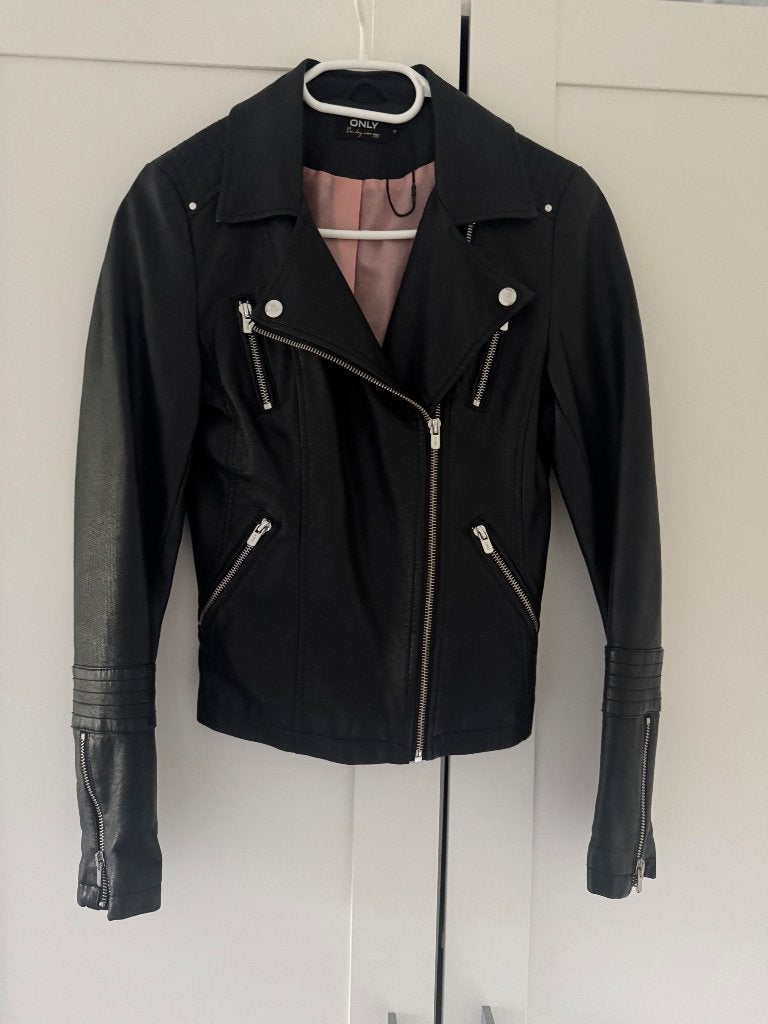 Only zwart leren dames jack maat 34, Ophalen, Only, Zwart, Zo goed als nieuw