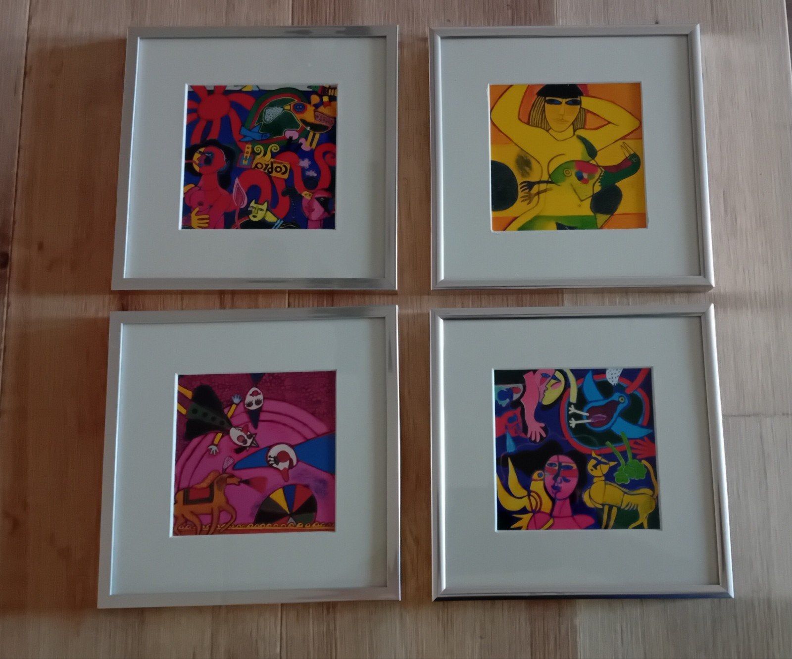Corneille  4 afbeeldingen in lijstjes, Ingelijst, Ophalen, Abstract