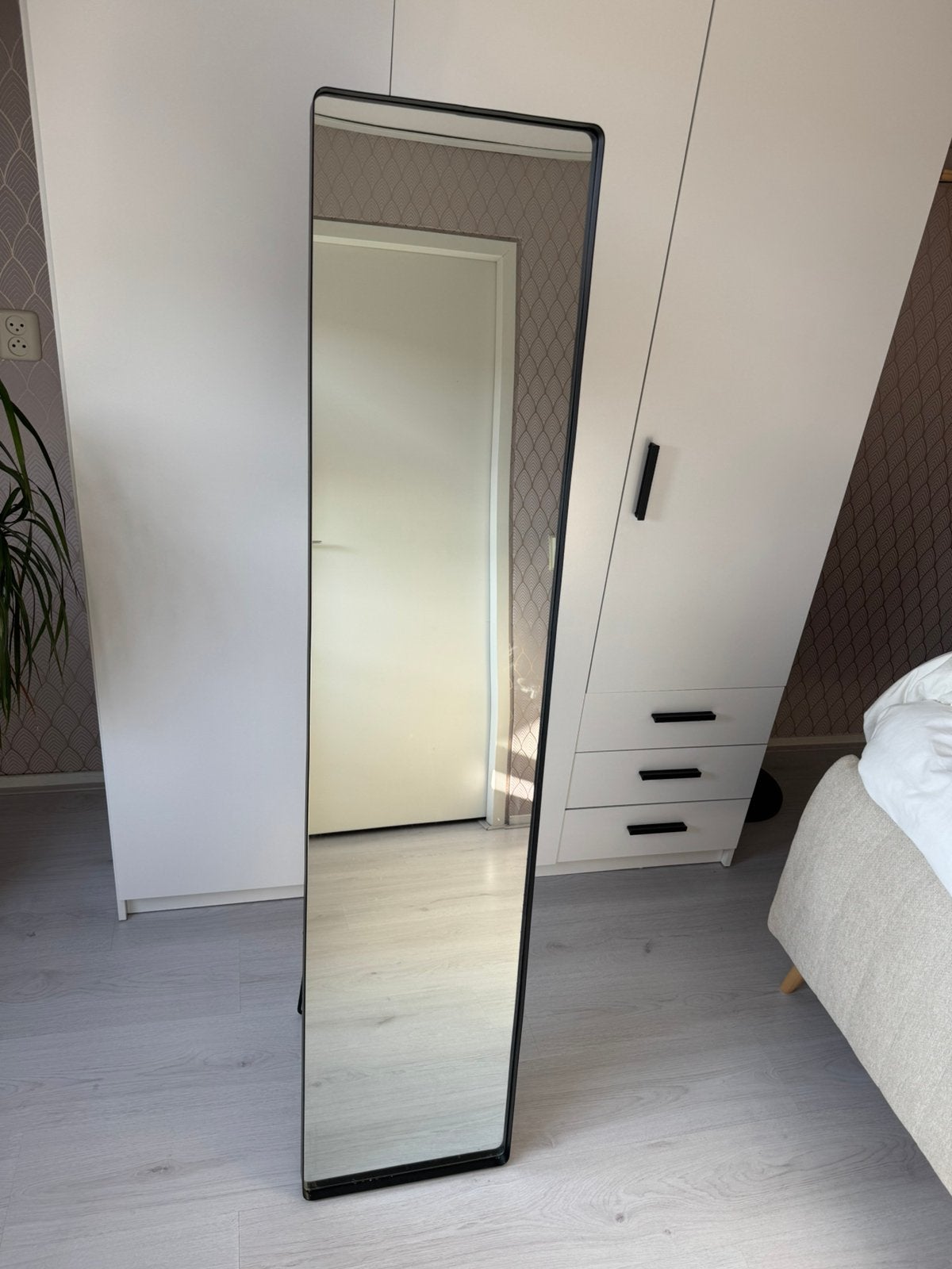 Zwarte spiegel staand, Ophalen, Minder dan 50 cm, Gebruikt, 150 tot 200 cm