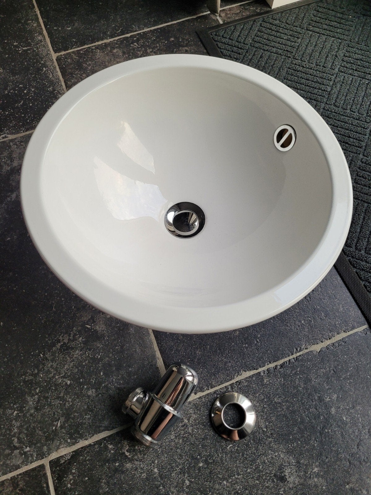 Inbouw waskom/wastafel Alape diameter 40 cm geglazuurd staal, Ophalen of Verzenden, Gebruikt, Wastafel