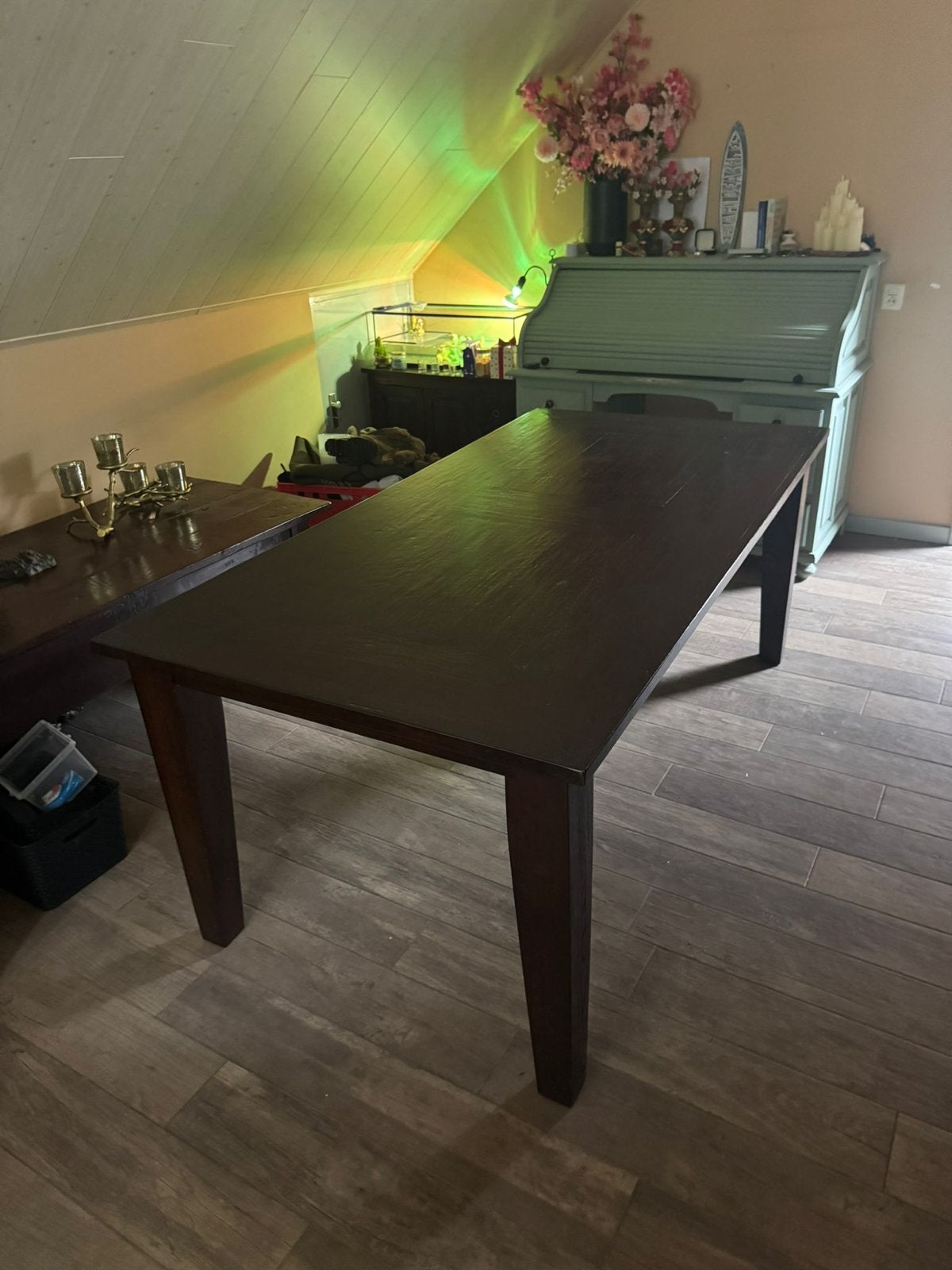 Robuuste eettafel, donkerbruin, Huis en Inrichting, Tafels | Eettafels, Ophalen, 50 tot 100 cm, Zo goed als nieuw, Vijf personen of meer