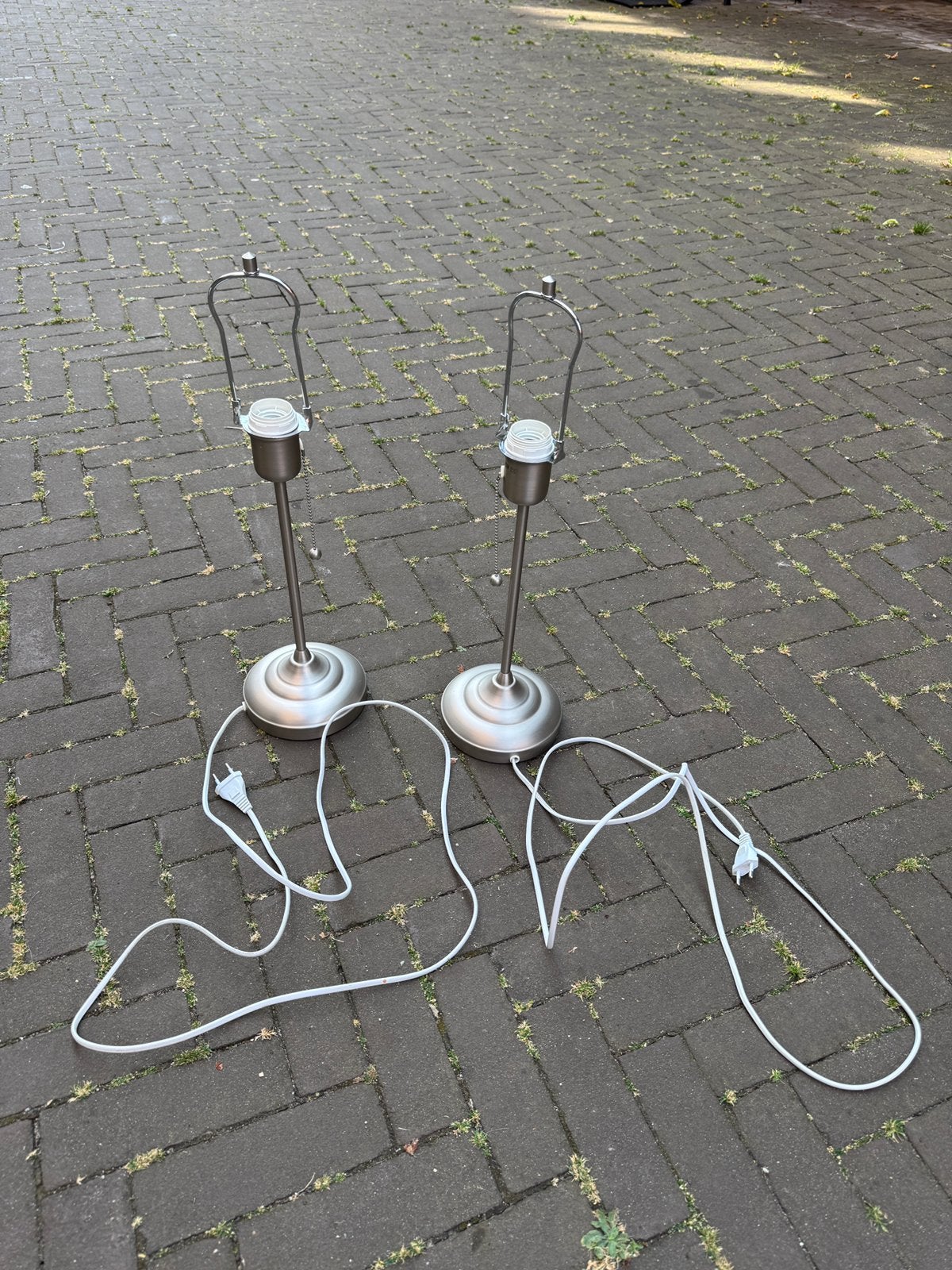 Ikea tafellampjes met trek koord, Zo goed als nieuw, Zilver, E27 (groot), Ophalen of Verzenden