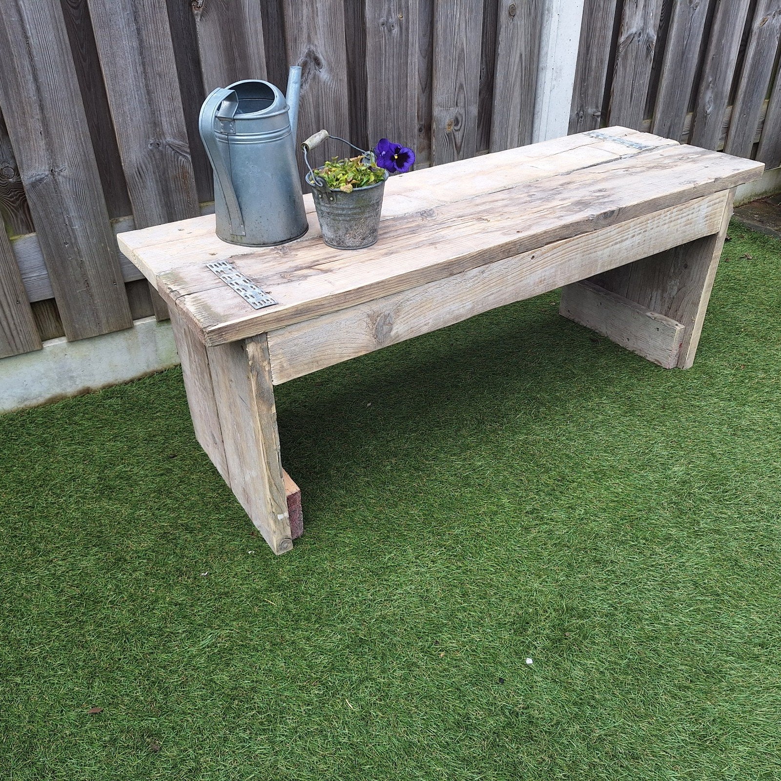 Tuinbank van gebruikt steigerhout, Tuin en Terras, Ophalen, Gebruikt, Hout