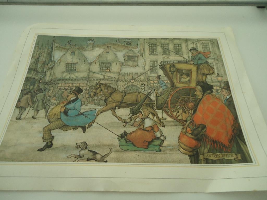 tekening van  anton pieck met aan de achterkant, Ophalen of Verzenden