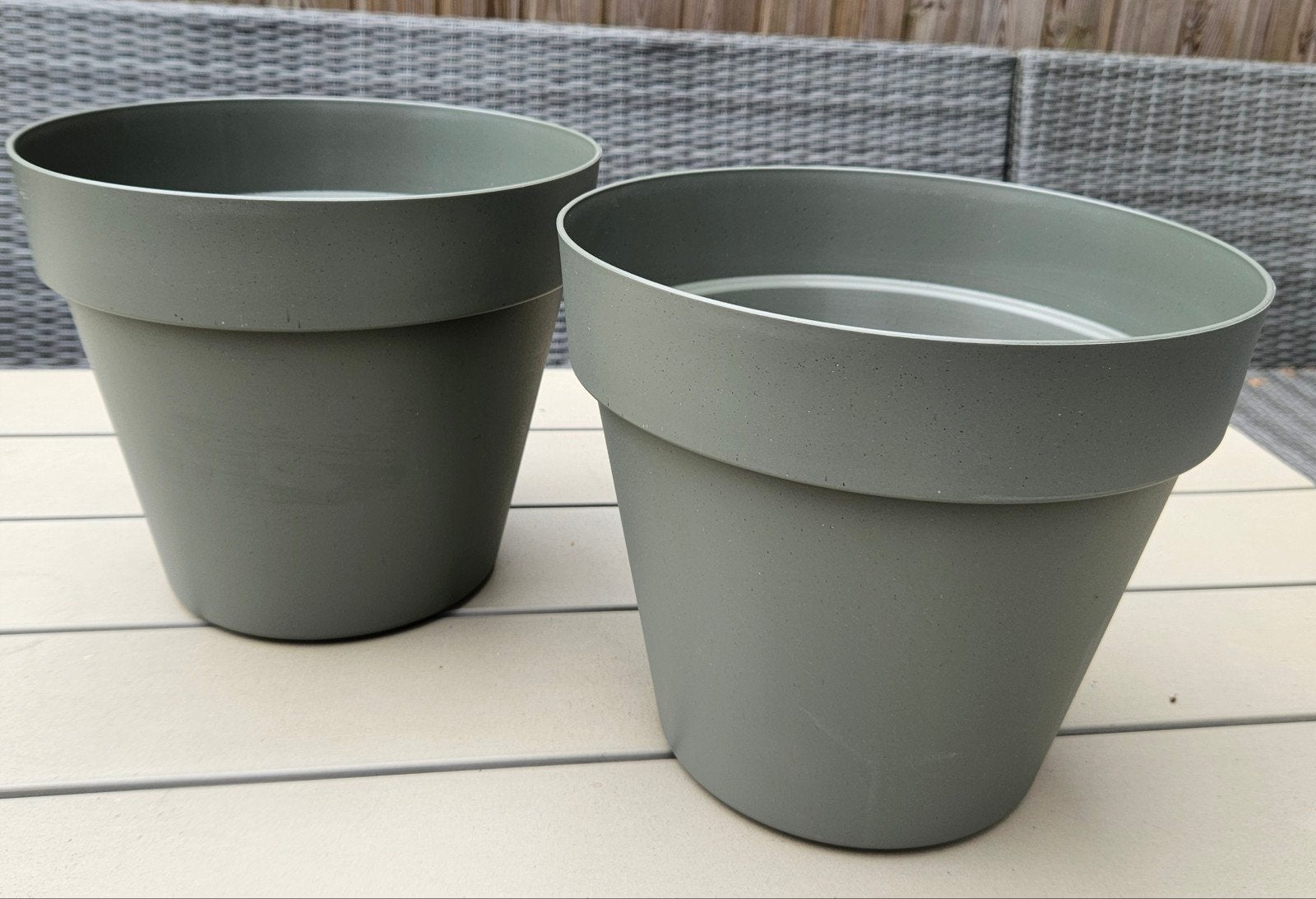 2x MC Collections Rio bloempot 7.5L met afwateringsgat, Tuin en Terras, Kunststof, Gebruikt, Minder dan 30 cm, Minder dan 60 cm