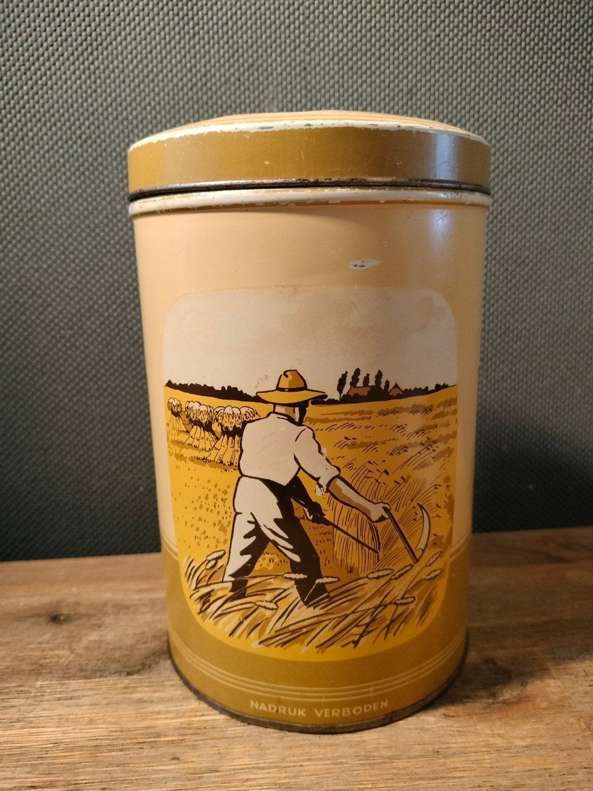 Vintage Van der Meulen Beschuitbus met Boerderijtaferelen, Antiek en Kunst, Ophalen of Verzenden