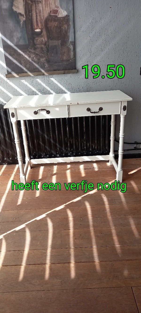 Witte sidetable/haltafel met lades, opknapper, Huis en Inrichting, Ophalen, Gebruikt, 75 cm of meer, 60 cm of meer