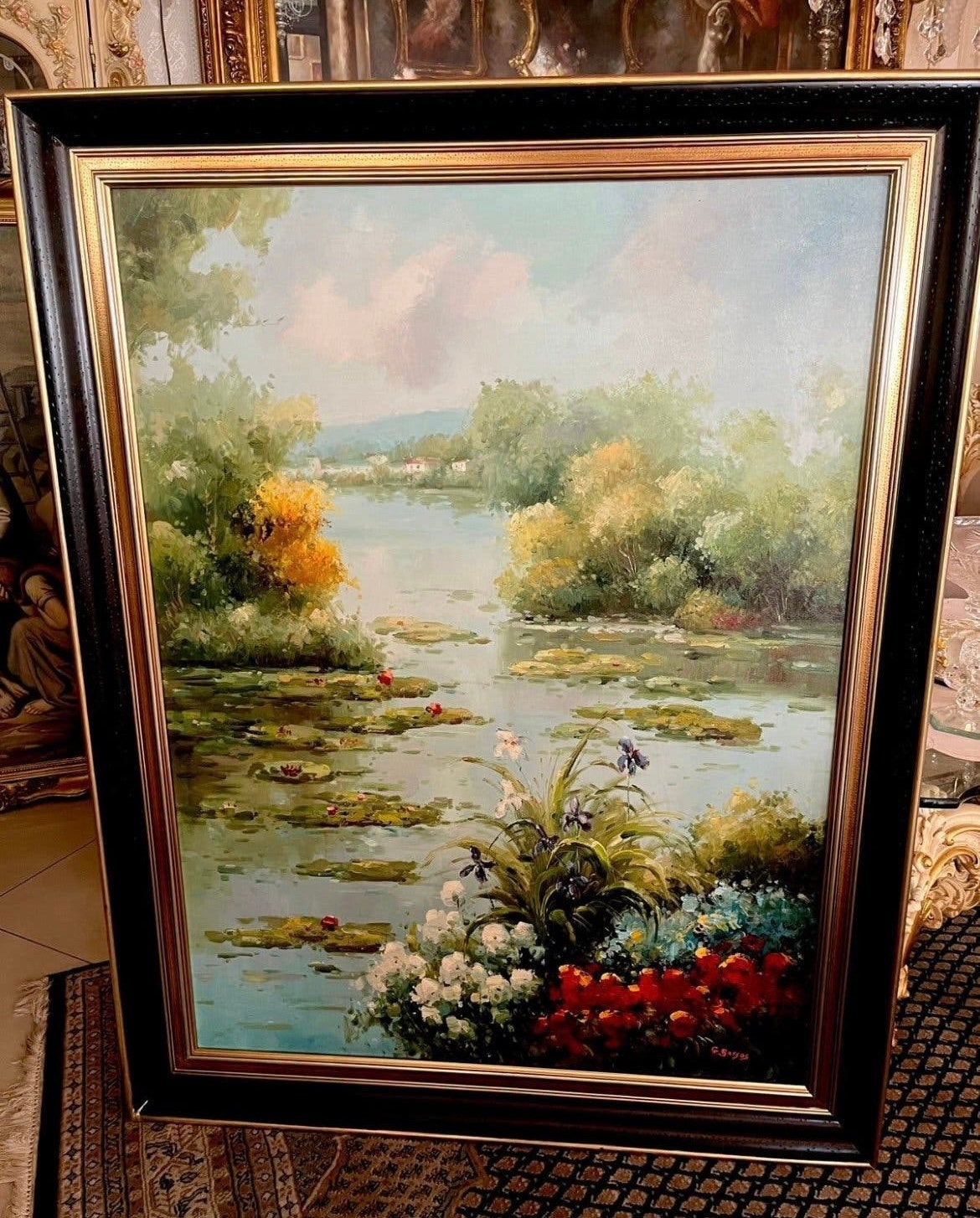 Heel groot olieverf bloemen landschap schilderij, Ophalen