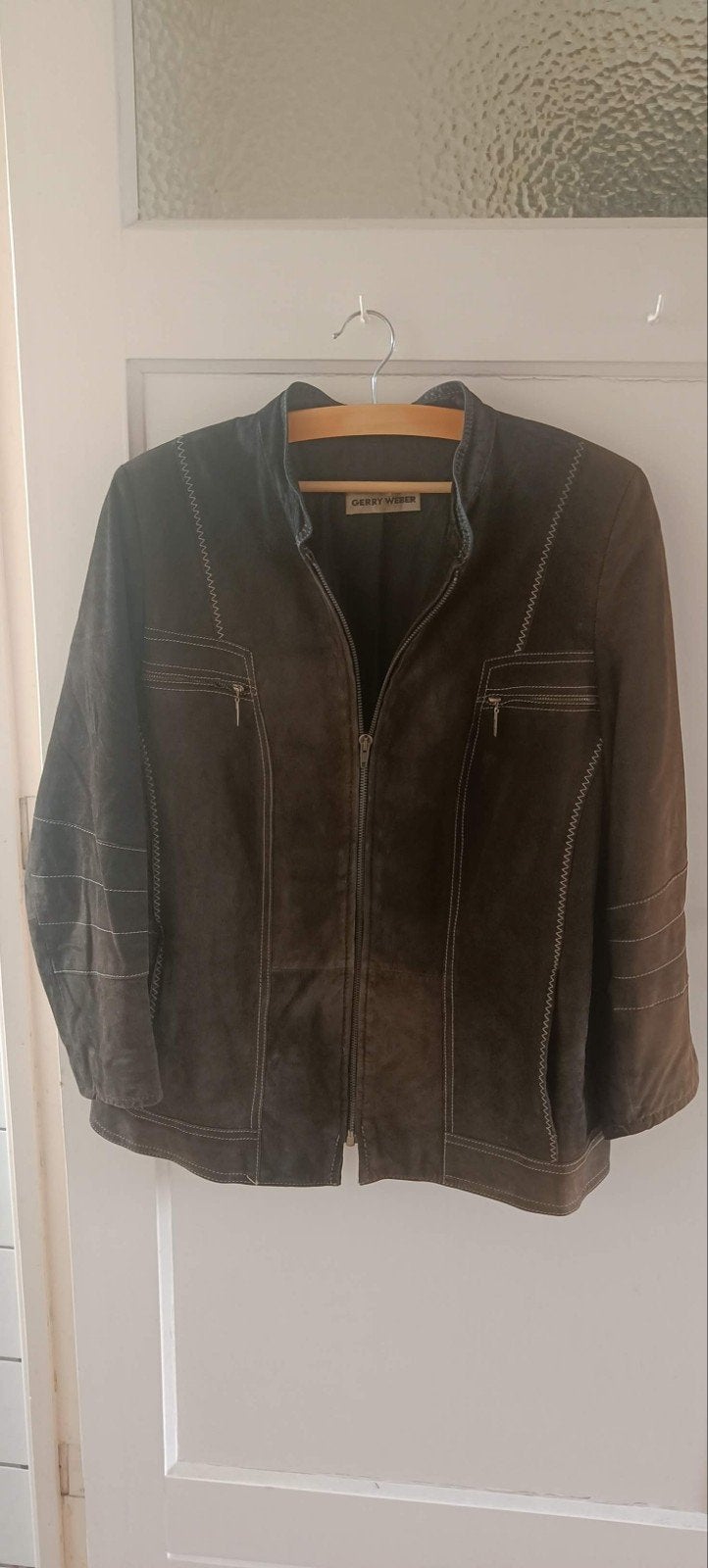 Gerry Weber echt suede jas bruin maat 44, Ophalen of Verzenden, Zo goed als nieuw, Maat 42/44 (L), Bruin