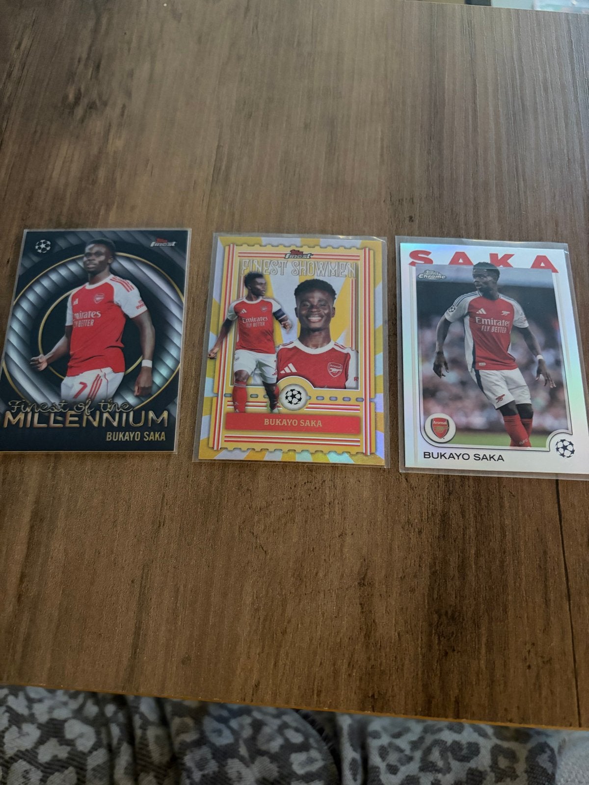Bukayo Saka Topps Finest Voetbal Kaarten - Set van 3, Ophalen of Verzenden, Zo goed als nieuw, Buitenlandse clubs, Spelerskaart