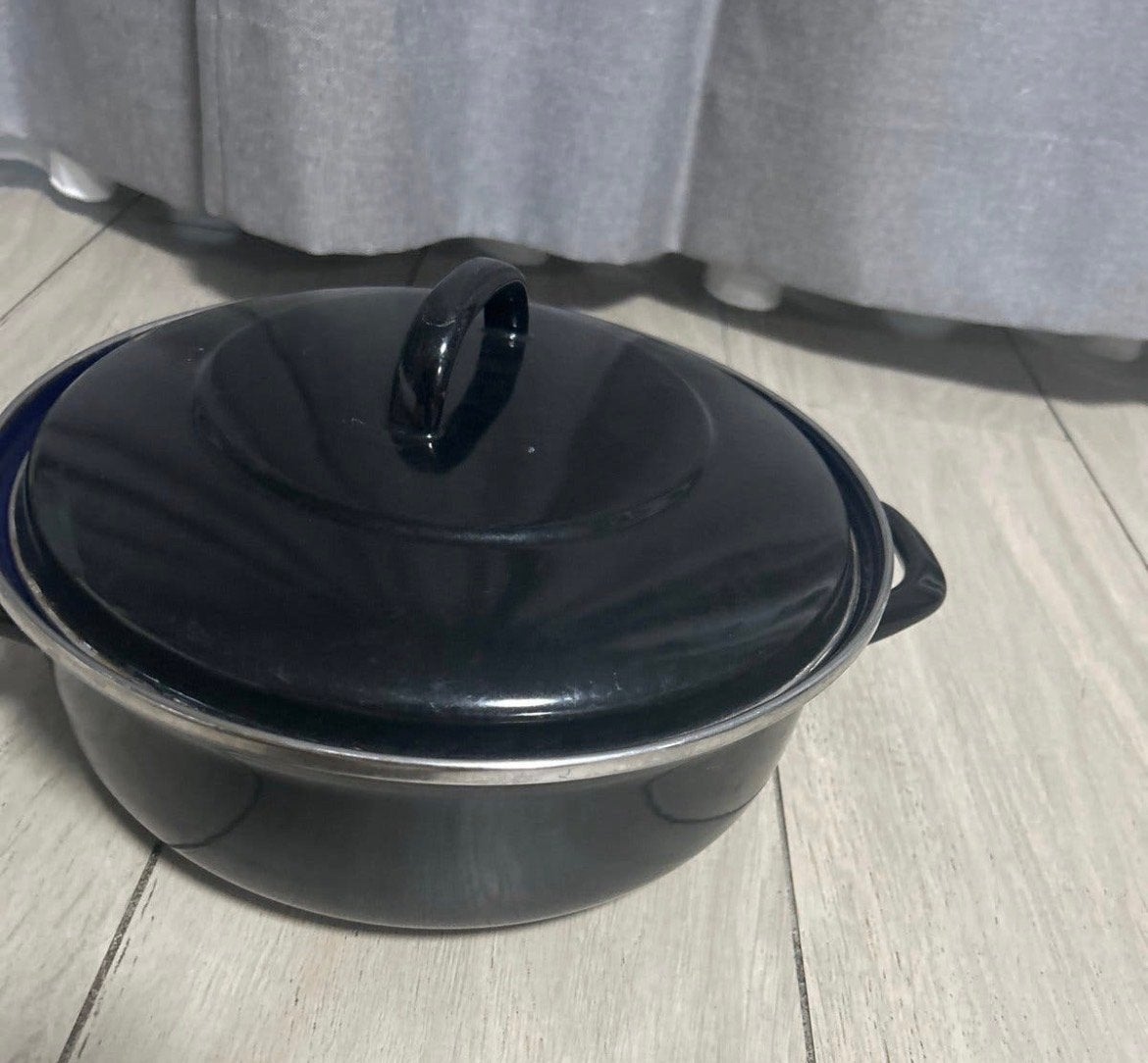BK Braadpan - Zwart/Blauw Emaille, Huis en Inrichting, Keuken | Potten en Pannen, Gebruikt, Braadpan, BK, Ophalen of Verzenden