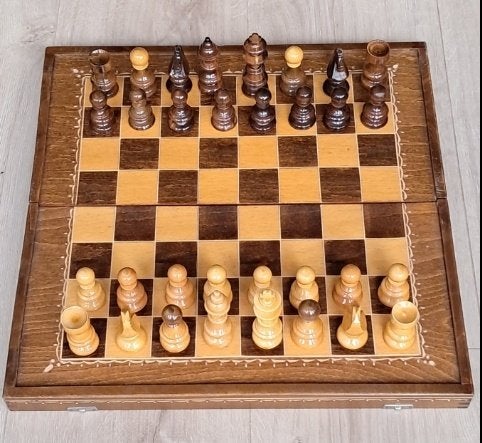 Houten schaakspel/Backgammonbord, Ophalen of Verzenden, Zo goed als nieuw