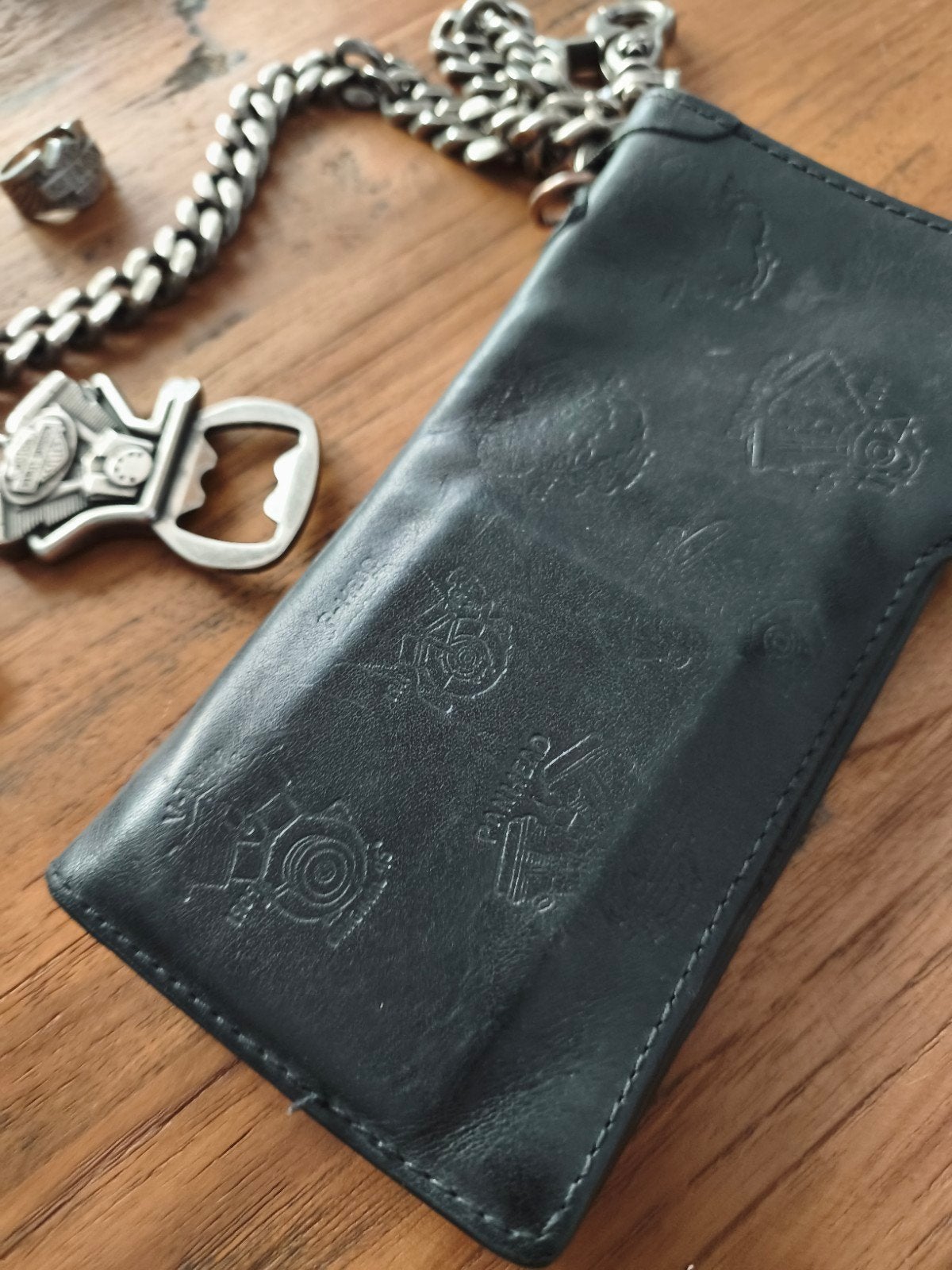 Harley-Davidson Portemonnee met Ketting en Ring, Overige merken, Gebruikt, Zwart, Ophalen of Verzenden